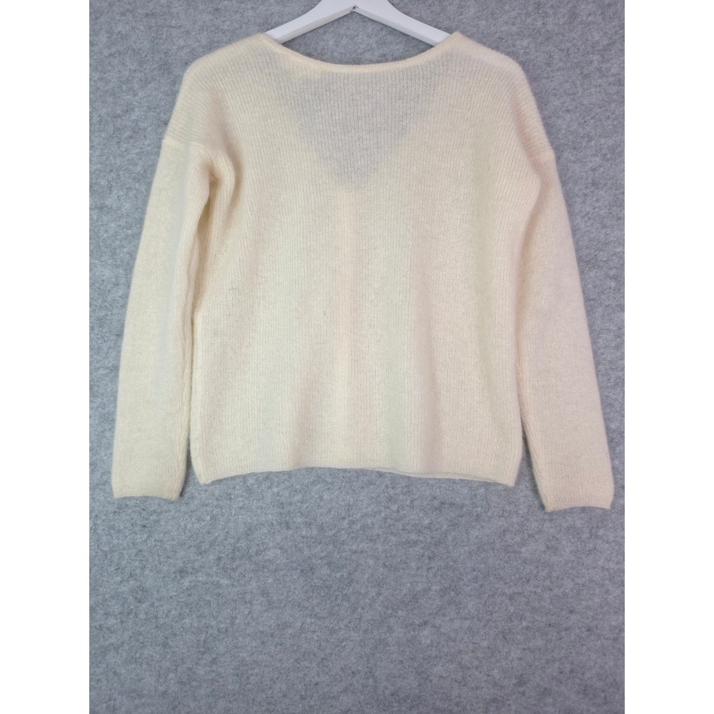 Sezane Barry Cardigan Women XS Ecru Mohair Alpaca Blend Reversible Knit Sweater - Picture 3 of 9